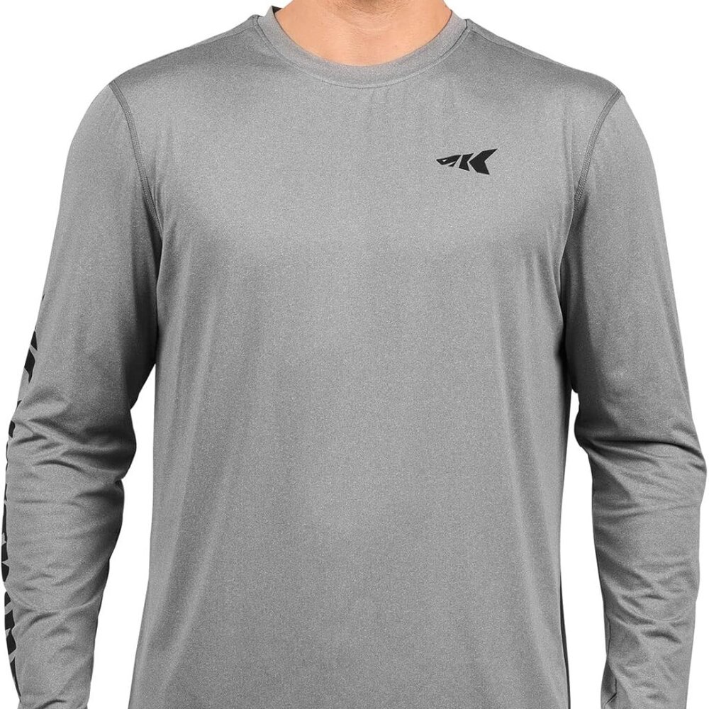 Kastking Men's Gray Red Fish UPF 50 Long Sleeve Fishing Shirt Quick Dry Size-Lg